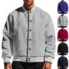 Men's Retro Baseball Jacket Loose Fit Stand Collar Casual Single-Breasted Button Closure