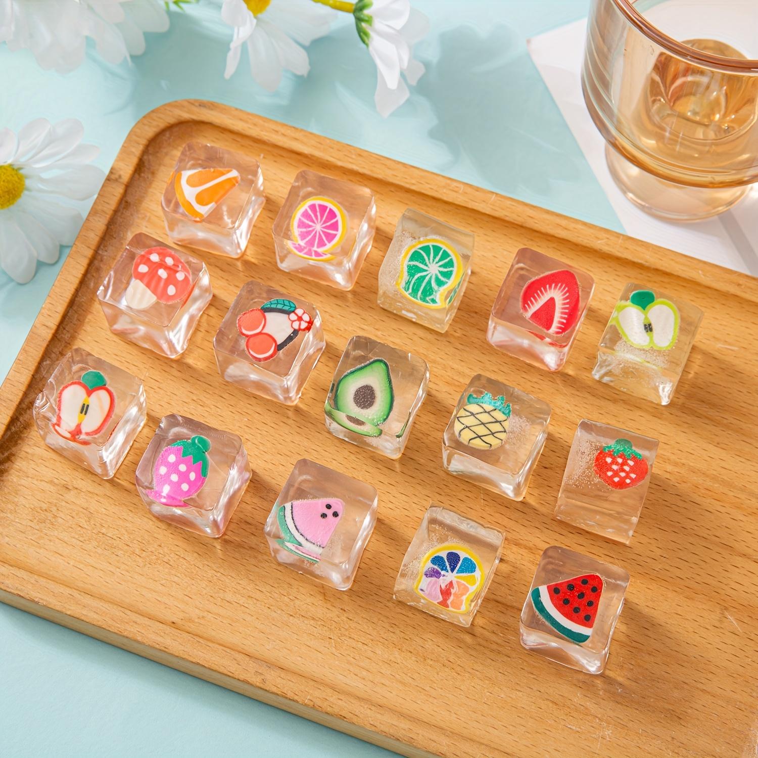 

12/24pcs Soft Squishy Fruit Ice Cube Kawaii Squeeze Toy Stress Relief Prank Gift Bag Fillers For Party Holiday