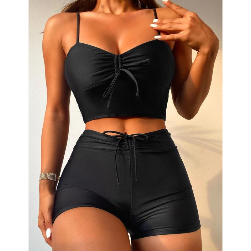 

Новые однотонные купальники Комплекты Танкини Женские Push Up Купальные костюмы Спортивные Пляжные Костюмы Двухсекционные Купальники Бассейн Женские Купальный костюм 2026 S