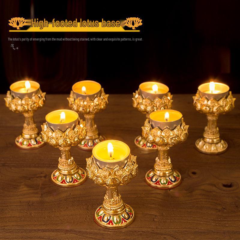 Tybetański Styl Długo Palący Nepalski Lotosowy Uchwyt na Lampę Ghee do Dekoracji Domu