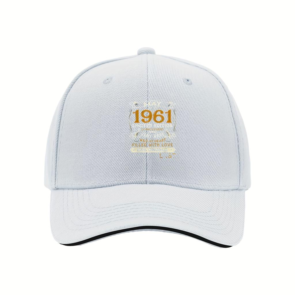 1 1961 Limited Edition Adjustable Baseball Cap  Black with Gold Breathable Unisex Outdoor Running