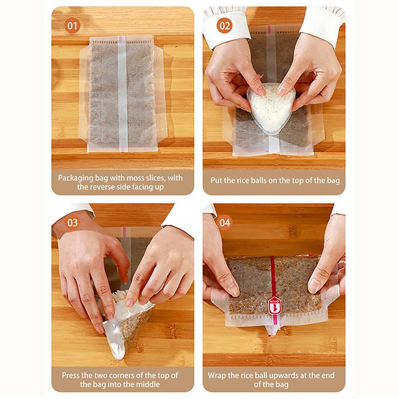 10/50/100Pcs Disposable Double Layers Triangle Rice Ball Packing Bag Nori Seaweed Onigiri Sushi Bag Onigiri Wrap Plastic Bags