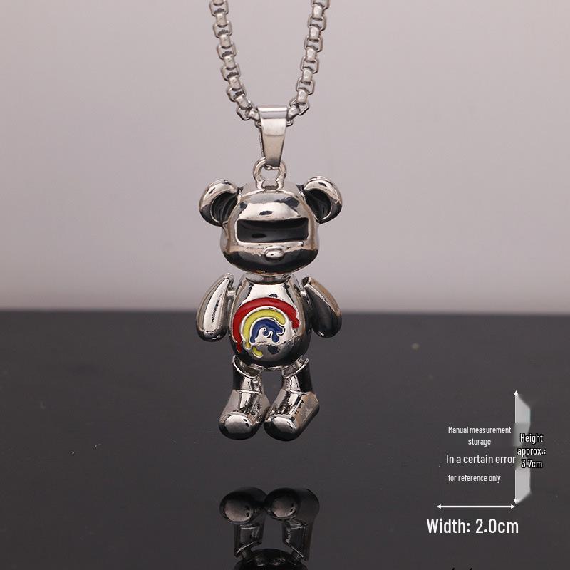 Creative Cartoon Bear Necklace with Movable Limbs - Zinc Alloy Pendant Jewelry