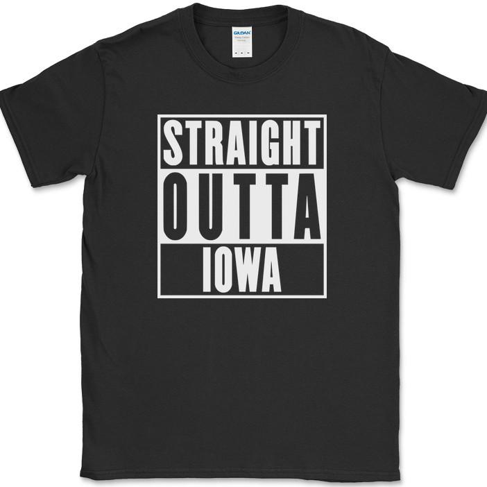 

Straight Outta Iowa T-Shirt Funny State Humor Gift Novelty Text Tee 2XL