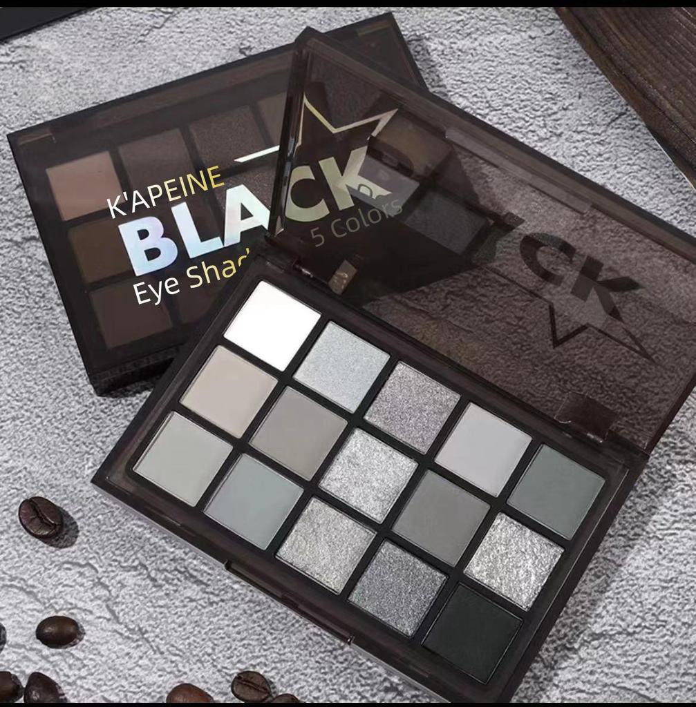 Kappel Dark Knight 15-Color Smoky Eyeshadow Palette - Deep Black & Gray Tones for European & American Makeup