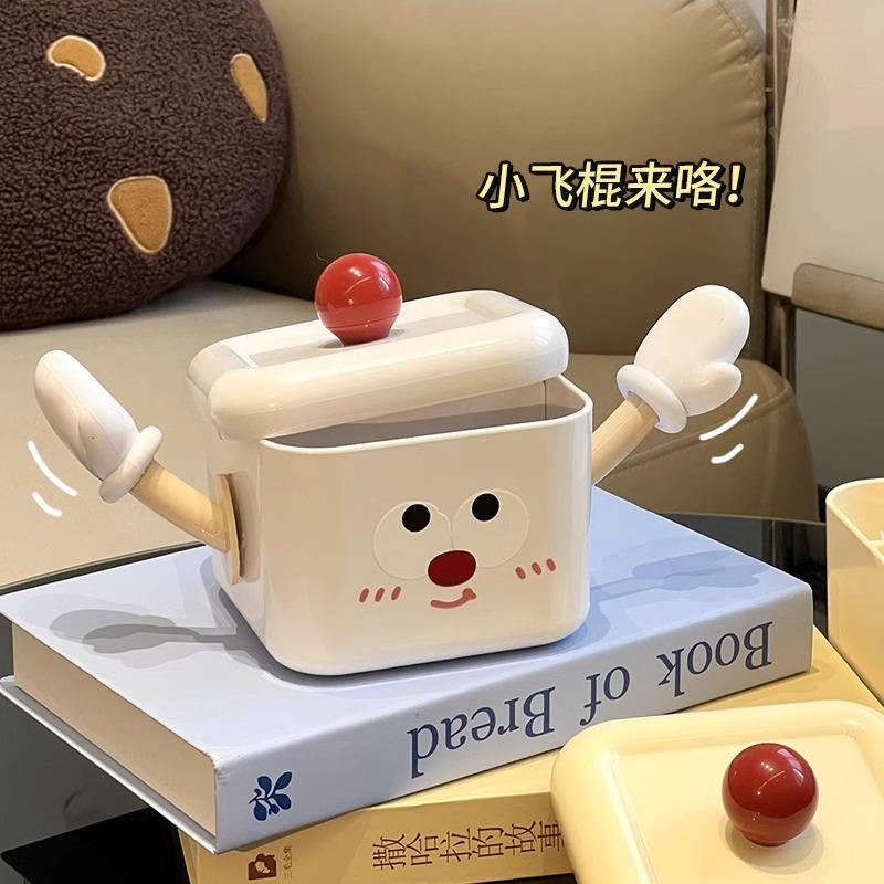 

Desktop Storage Box Cartoon Bedroom Makeup with Lid Compartmentalized Organizing Box Cosmetics Hairpin Decorative Shelf