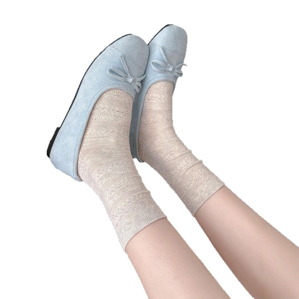 White Hollow Mesh Tube Socks Children Spring And Summer Thin Breathable Japanese Ins Retro Versatile Boneless Stacking Socks