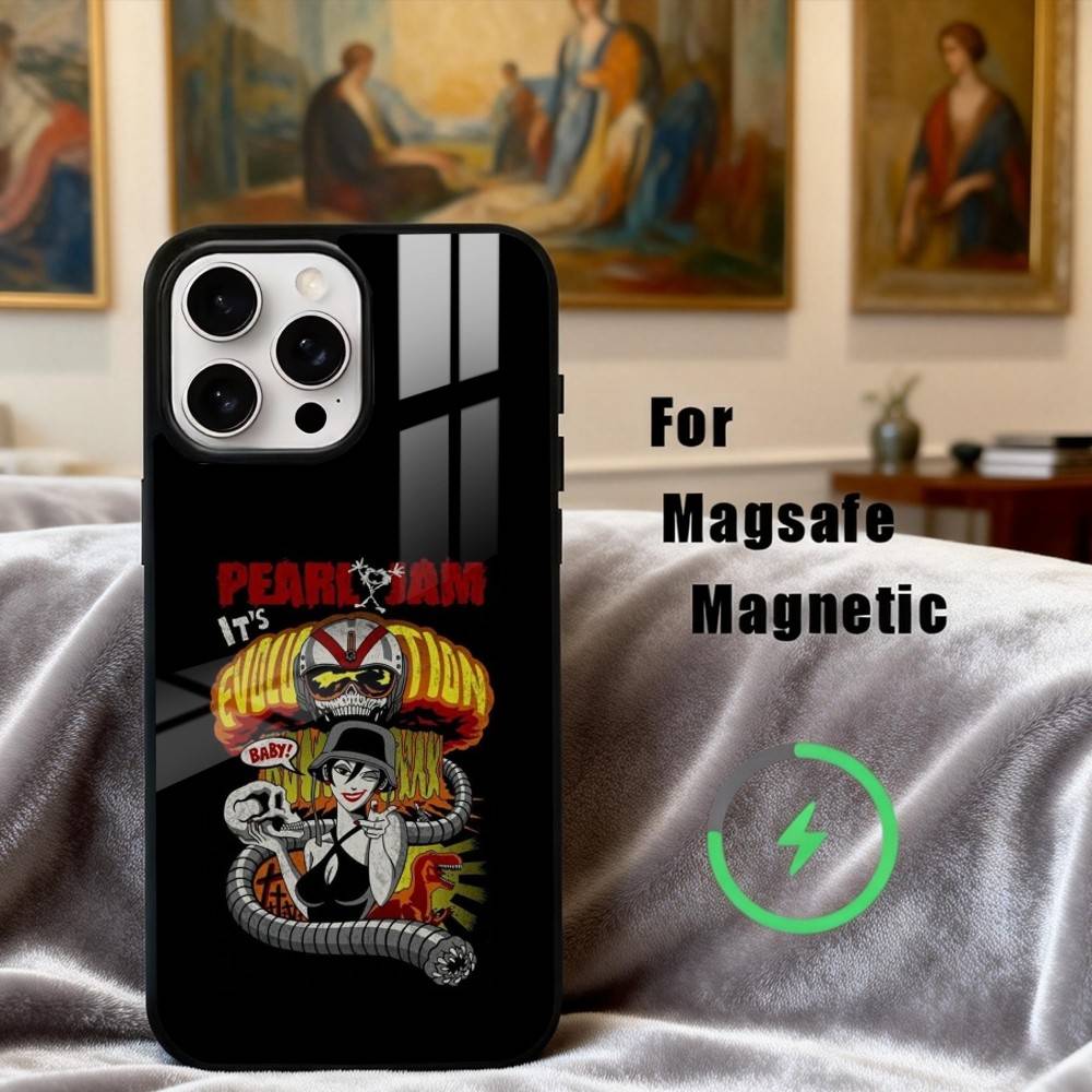 

Grungy P-Pearl Jam Bnd Phone Case For iPhone17,16,15,14,13,12,11 Plus,For Magnetic Wireless Charge Cover iPhone13PRO
