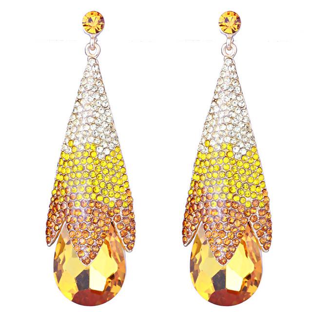 Jewelry Women Luxury Wedding Party Drop Earrings Inlay With Multicolor Rhinestones Big Water Drop Earrings Long