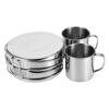 8Pcs Camping Cookware Set, Portable Stainless Steel Cookware with Foldable Handles for Outdoor Camping Picnic