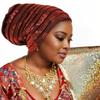 Glitter Pleated Women's Head Wraps Bonnet African Turban Cap Muslim Headscarf Bonnet Turbante mujer