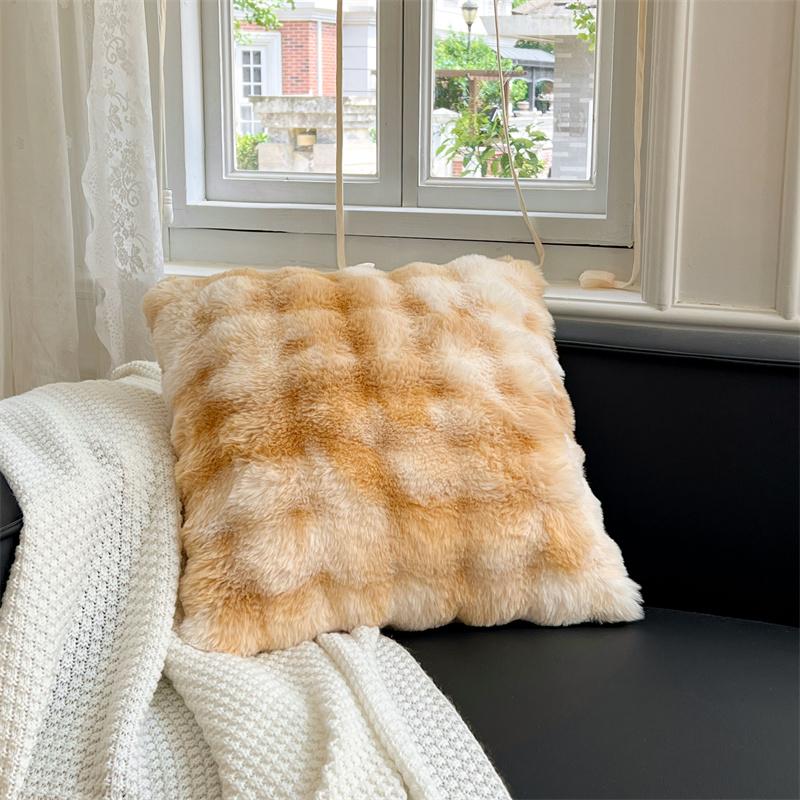 Faux Rabbit Fur Pillow Cover, Fluffy, Fuzzy, Decorative Cushion Cover for Sofa, Bed, Chair, Couch,White,Pink, Brown, 50cmx50cm