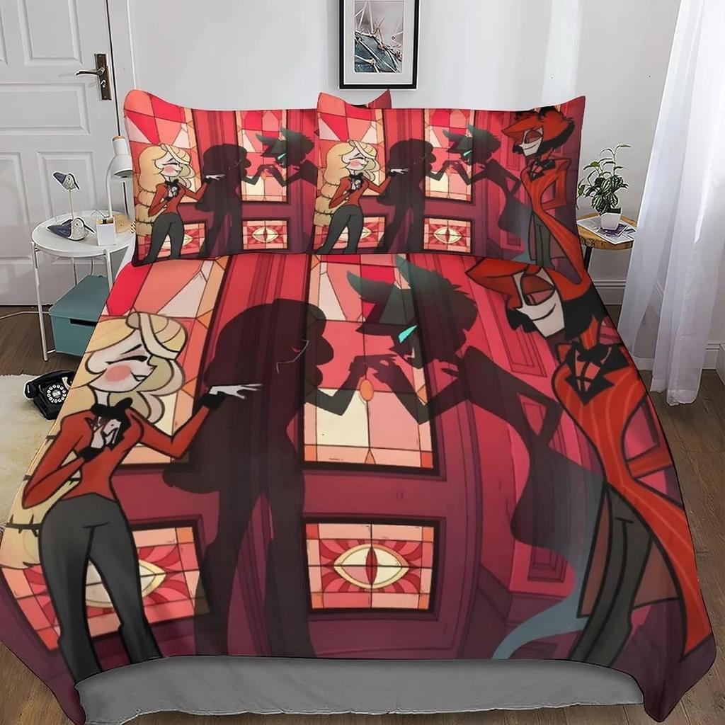 Anime Helluva Hazbin Hotels Boss Bedding Set Boys Girls Twin Queen Size Duvet Cover Pillowcase Bed Boys Adult