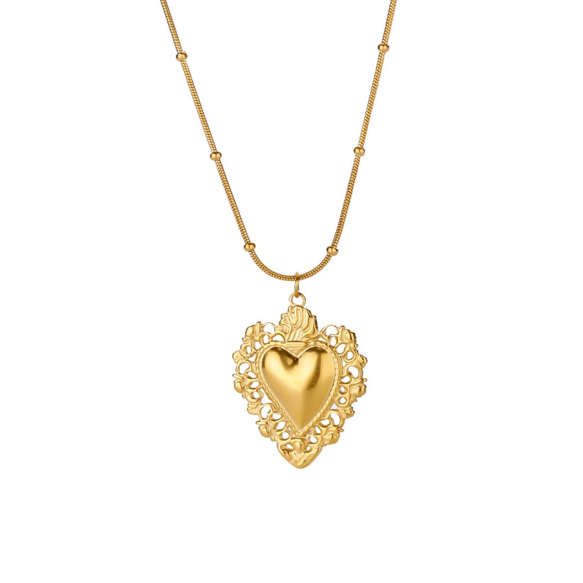 

Stainless Steel Bohemian Heart Pendant Neckalces For Women Gold Color Heart Neckalce Aesthetic Wedding Jewelry Wholesale 45cm