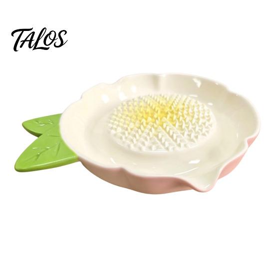 Small Hand Grinder Ceramic Garlic Grater Plate, with Leaf Handle Design, Manual Kitchen Mincer Easy Cleaning Grinding Tool, for Ginger And Lemon