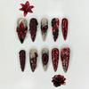 24Pcs Black Y2K Long Almond Fake Nails With Diamond Butterfly Design Wearable Press On Manicure Tips