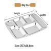 Xunian 304 Stainless Steel Rectangular 5-Compartment Lunch Tray