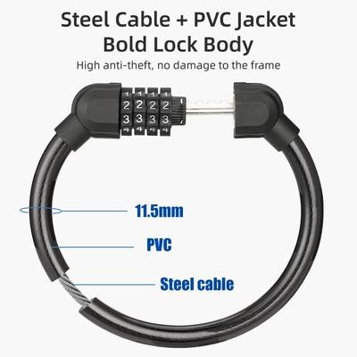 Cadenas à combinaison pour vélo, portable extérieur à combinaison 4 chiffres, robuste et fiable, équipement de VTT ultra-léger