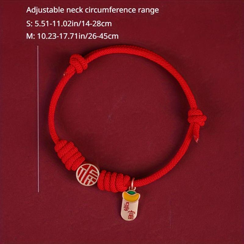 Chinese Style Pet Collar Adjustable Braided Red Rope, Suitable for Cats and Dogs Pet Collar, Neck Accessories for Cats and Dogs