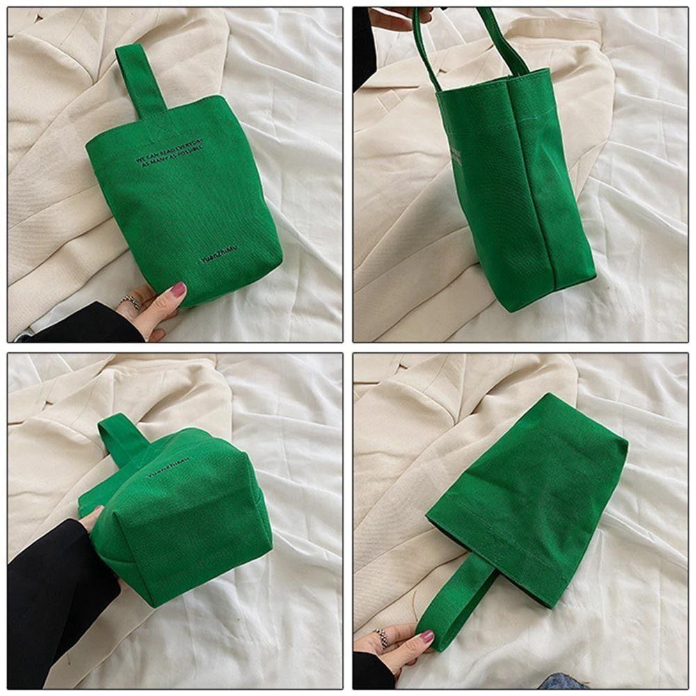 Simple Cute Letter Wrist Bag Pocket Storage Bag Handbag Mini Tote Bag Cloth Bag Canvas Bag