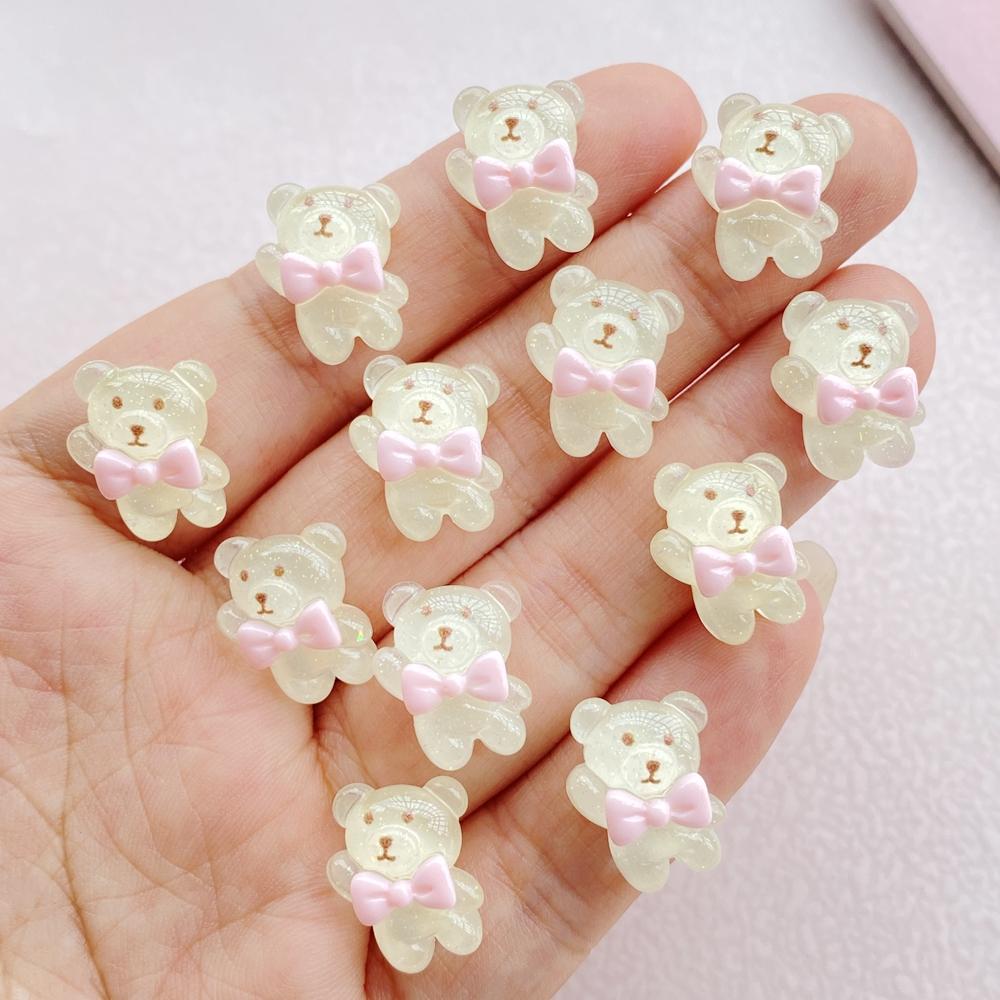 

20Pcs Cute Mini Cartoon Bear Nail Art Resin Designer Charms DIY Craft For Nail 3D Decorations Jewelry