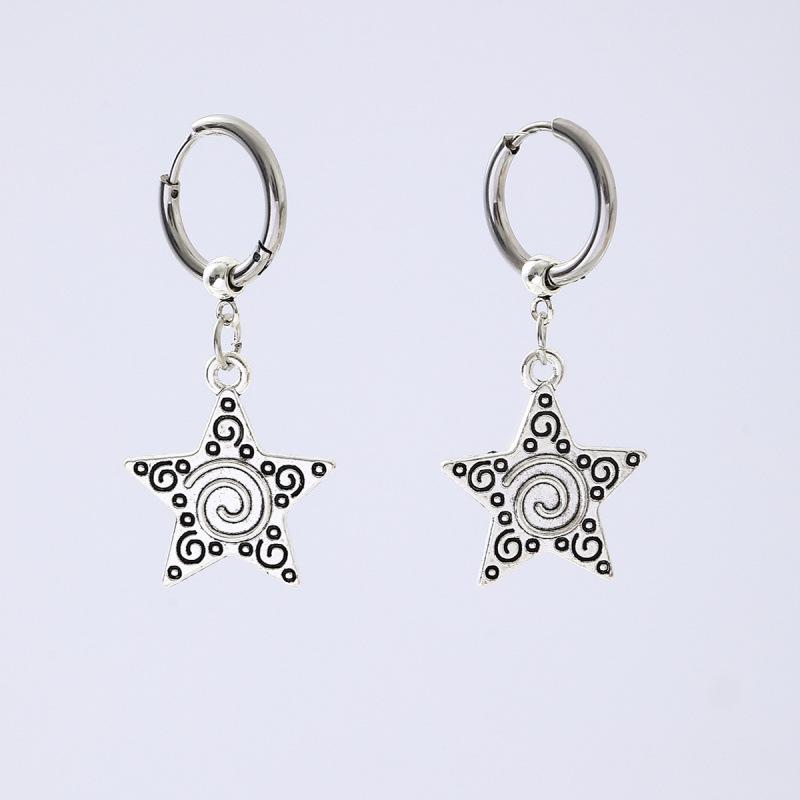 Stainless Steel Five-Pointed Star Earrings