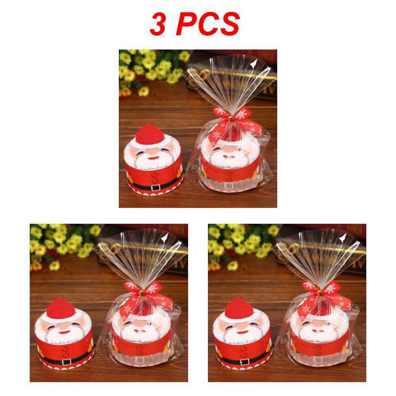 Christmas Soft Hand Towel Absorbent Microfiber Santa Cake Shape Towel New Year Hand Wash Face Towel Bathroom Xmas Gifts