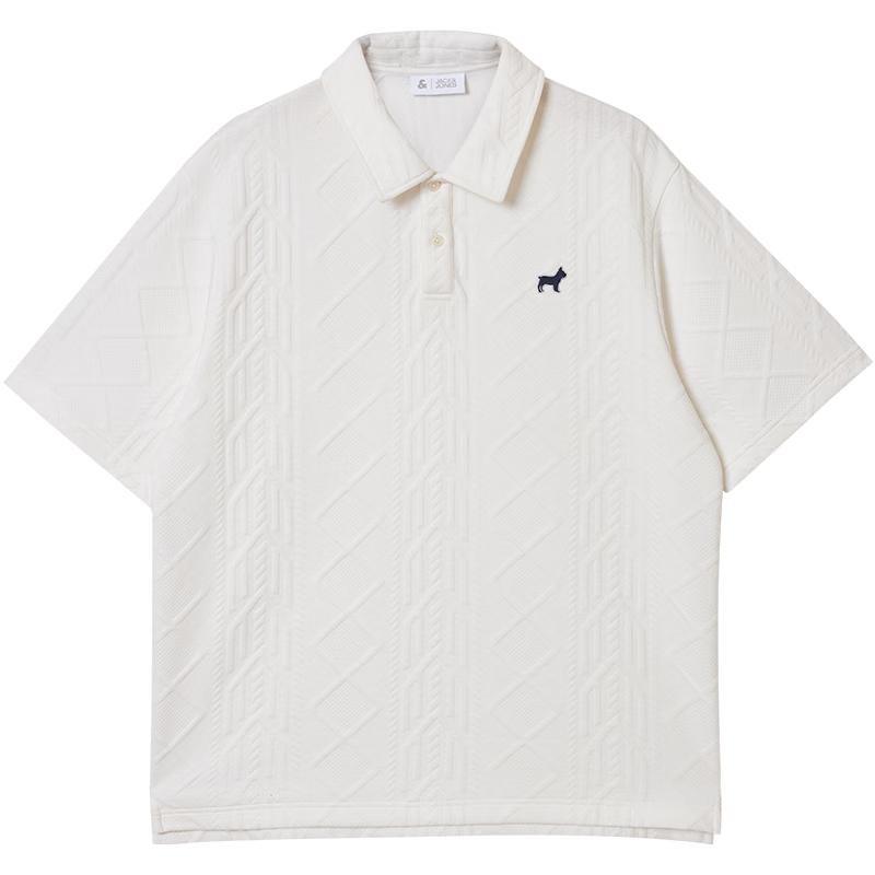 JACK&JONES Men s French Bulldog Embroidered Jacquard Polo Shirt S