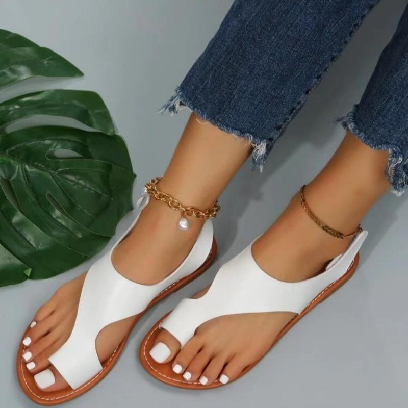 Fashion New Casual Beach Shoes Plus Size Round Toe Toe One Word Buckle Strap Soft Sole Non-slip Outdoor Flat Sandals