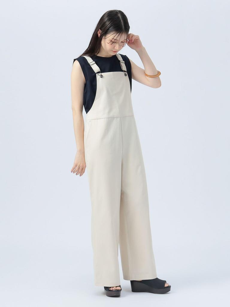 Beams Heart All-in-One/Overalls, Semi-Wide Overalls, Size 25S, Women's, Off White, One Size