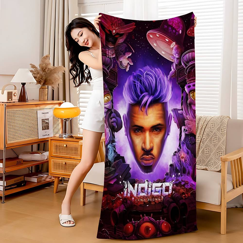 Hot New Chris Brown Rapper Beach Towel For Kids Bath Towel Pool Towel Vacation Gift Picnic Towel Party Gift