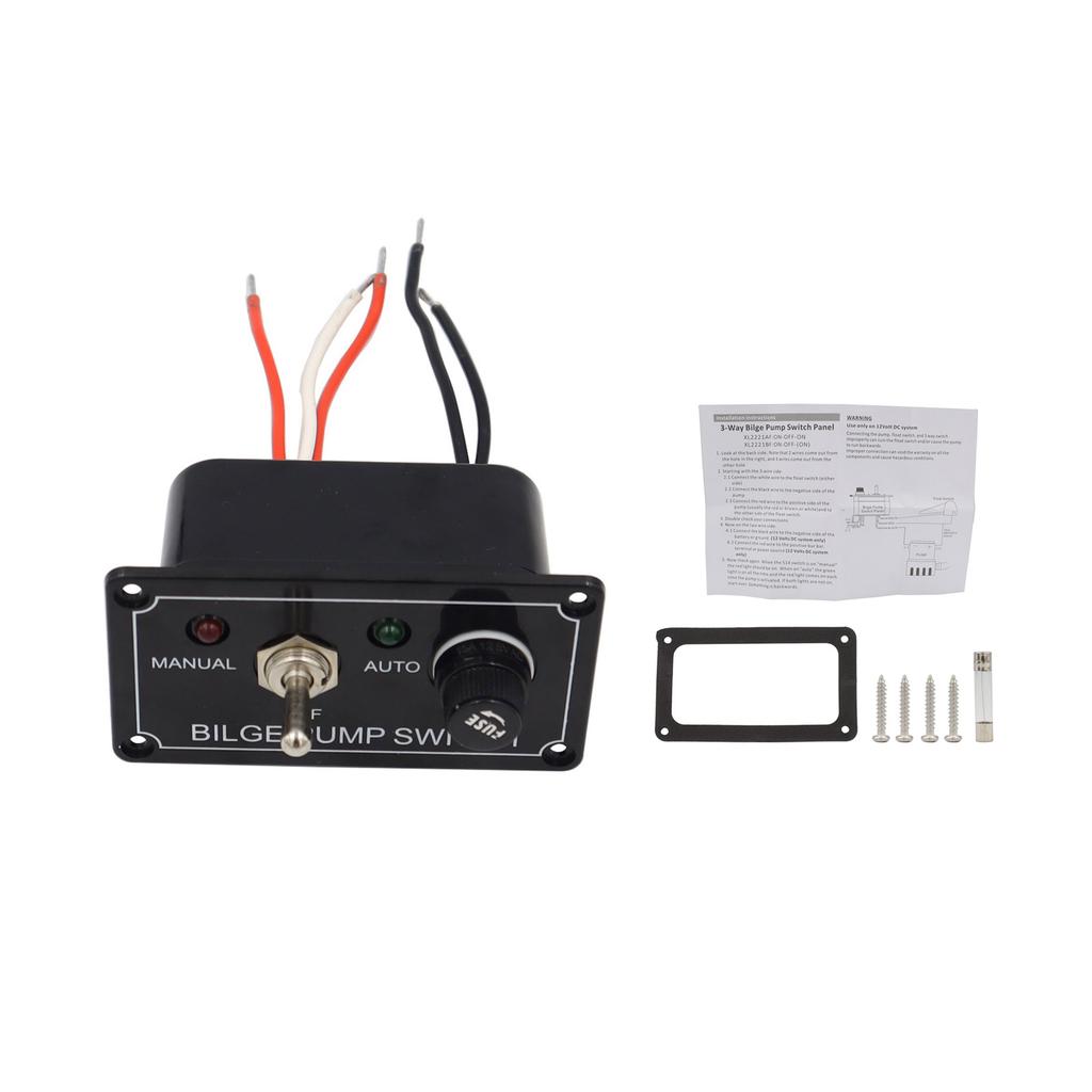 12V Toggle Switches Panel for Yacht Campers Truck Boat 3 Way Fused Marine Bilge Pump Switches Panel with LED Indicator
