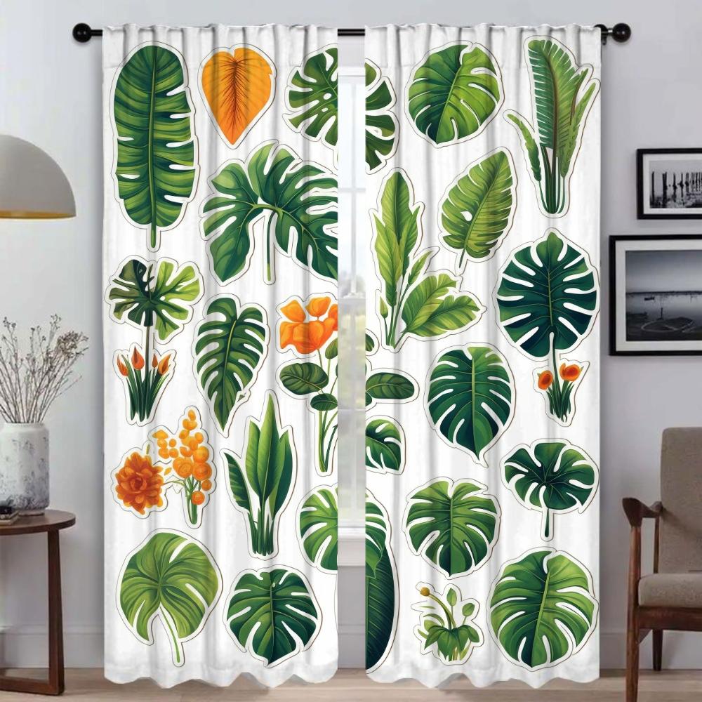 Green Plant Turtle Back Bamboo Window Curtain for Room 2 Panel Curtains for Bedroom Halloween Decoration Partition Shades Living