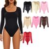 Nahtloser Square Neck Langarm Tummy Control Po-Lifting Taillenraffender Bodysuit Formwäsche