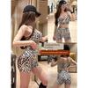 European and American Sexy Fitness Set for Women, Shockproof Sports Bra, Leopard Print, Stunning Pilates Yoga Outfit, Spring