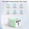65W GaN Fast Charger with USB, PD, Type-C Retractable Cable, Multi-Port EU/UK Plug.