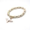 Exquisite Angel Wing Cross Rosary Bracelets Bronzing Acrylic Baptism Stretch Beaded Bracelets for Women Girls Religious Gift