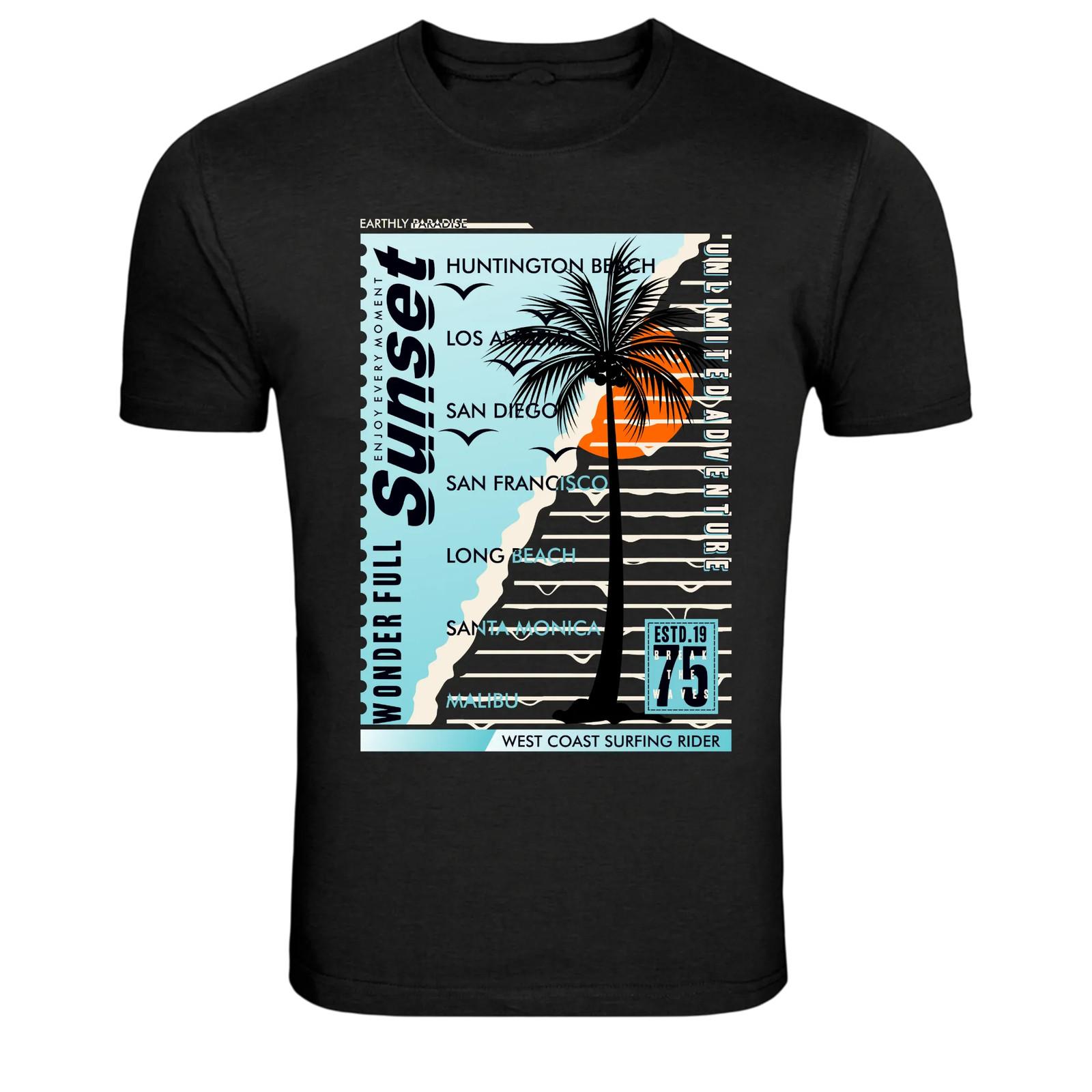 Sunset Coast Surf Adventure Graphic T-Shirt M