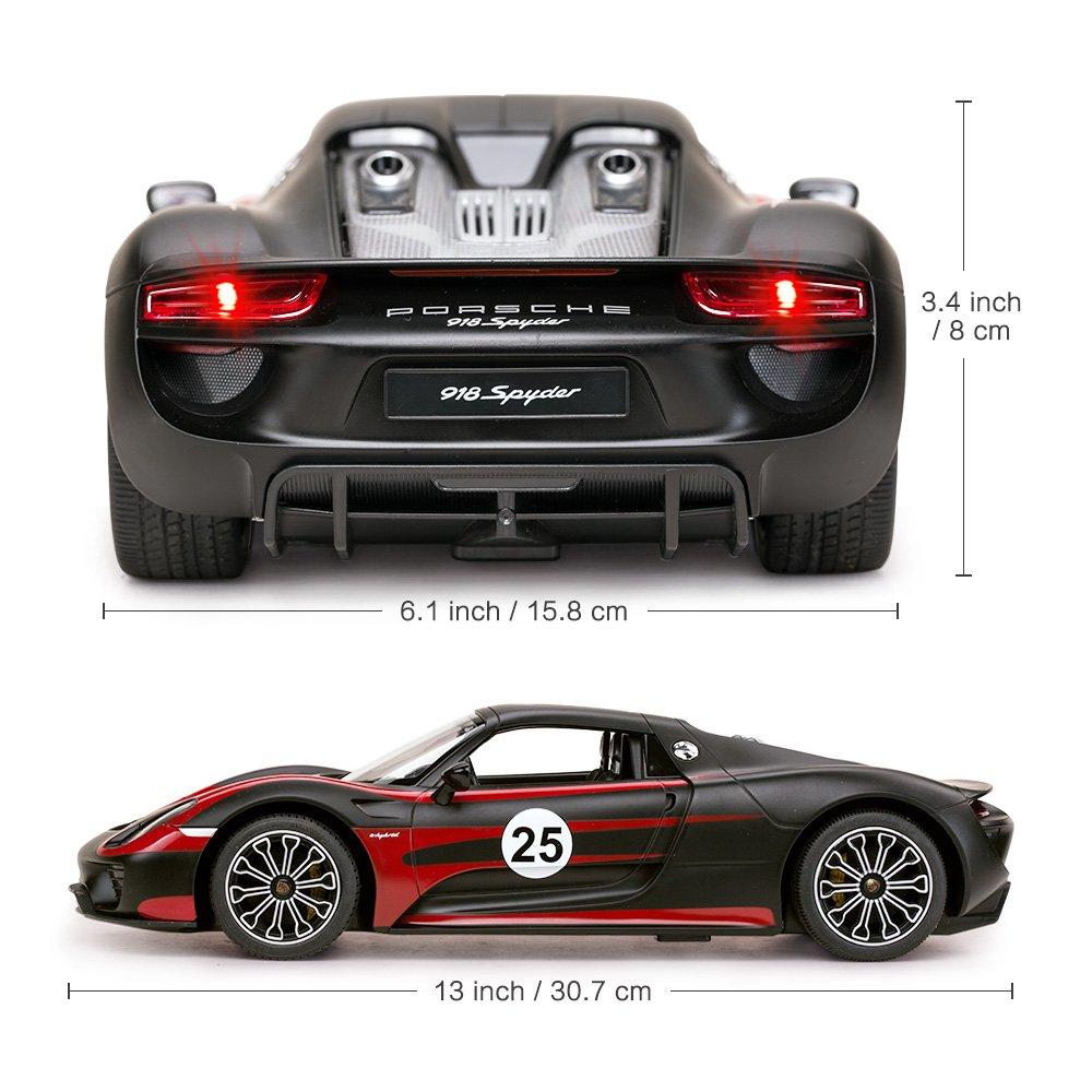 Porsche RC model RASTAR scale Porsche 918 Spyder toy car with black car, 1/14 lighting,