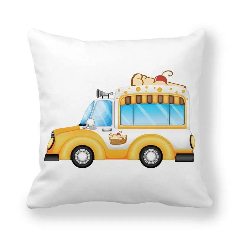 Cartoon Food Car Print Pillowcase Living Room Office Home Pillowcase Car Ornaments