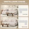 Sleeper Sofa with Reversible Chaise Longue, L-Shaped 3-Seater Sofa with Velour Cover, Cream White