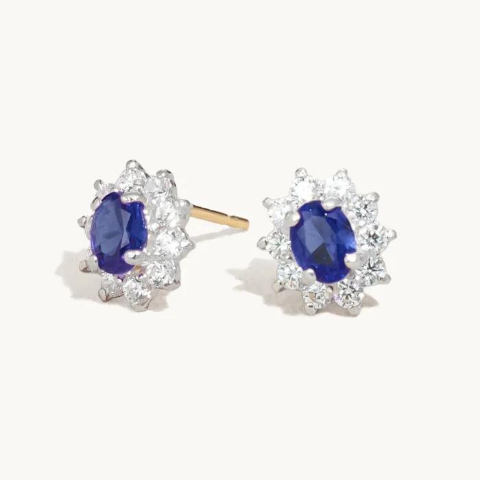 14K Sapphire Sunflower Earrings