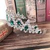 New Combed Bridal Crown Green Diamond Crystal Crown Tiara  Wedding Accessories Crown Comb