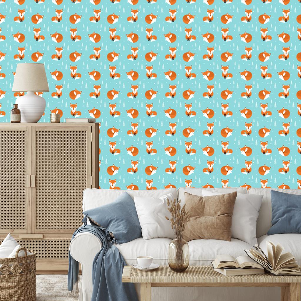 Sleeping foxes in the forest wallpaper for living room and bedroom 50x1000