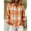 Spring Summer Patchwork Women's Long-Sleeve Blouse Casual Streetwear Lapel Shirts Classic Fashion Women's Button Shirt