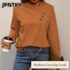 JPNTKY Women's Fashion Casual Solid Color Print Long Sleeve V Neck Blouses & Shirts