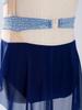 Girls Mock Neck Sleeveless Shiny Rhinestones Color Block Mesh Patchwork Skirted Leotard Lyrical Dance Costume