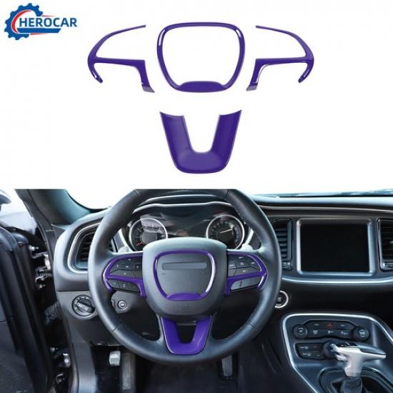Steering Wheel Cover Trim Kit Purple For Dodge Challenger/Charger/Durango 2015+