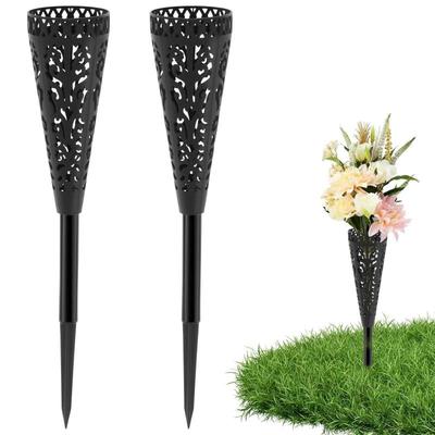 1/2/4 Stück Gedenkfriedhofsvasen mit Erdspieß Grabblumenhalter Outdoor Grabstein Dekoration Künstliche Blumen für Gräber
