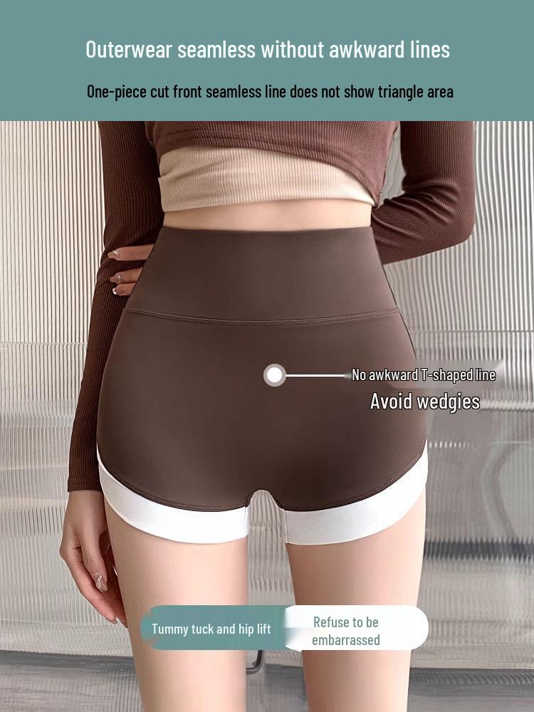 High Waist Seamless Color-Block Yoga Shorts with Tummy Control and Butt Lifting for Women - Summer Edition